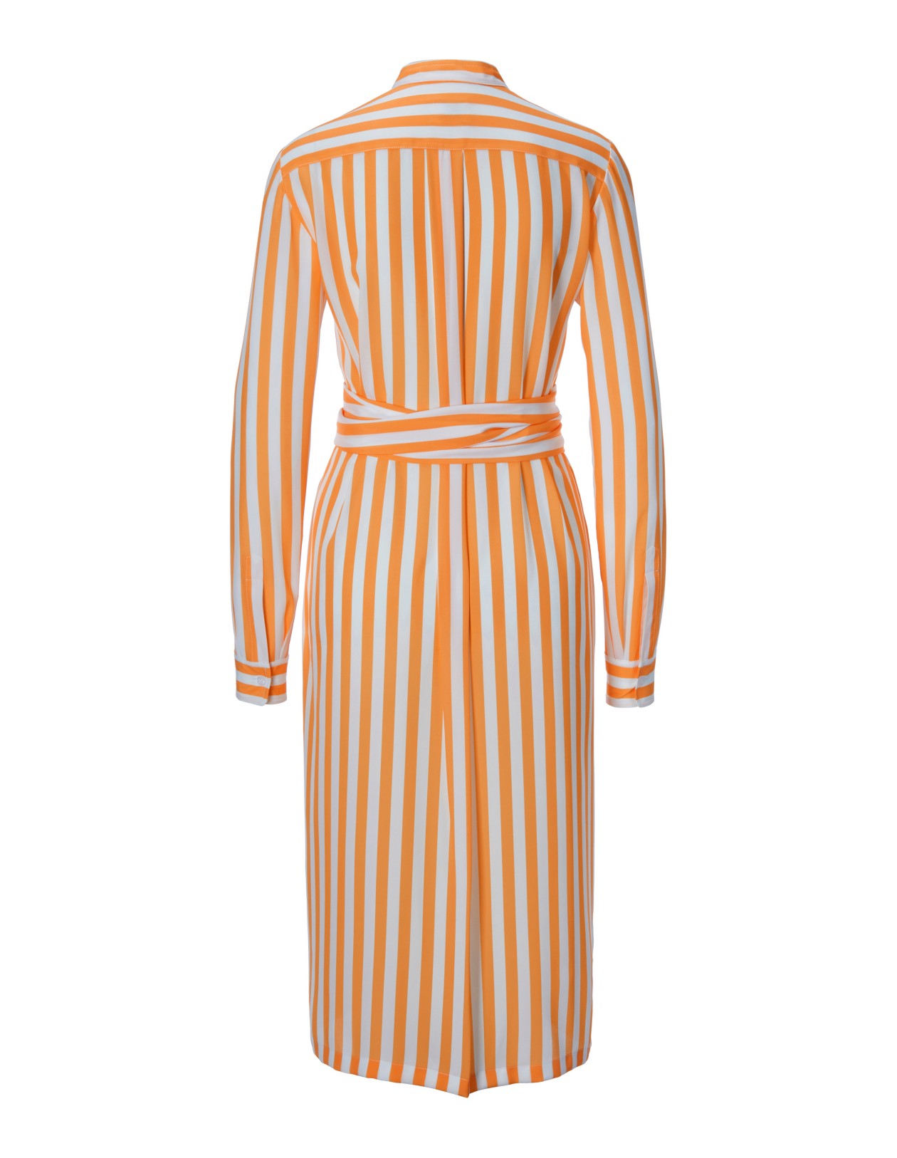 Hemdblusenkleid Mit Bindeband Aprikose Weiss Orange Weiss Madeleine Mode