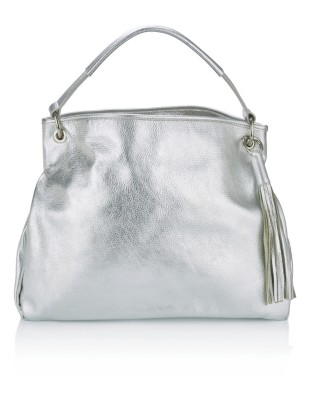 silver leather purse