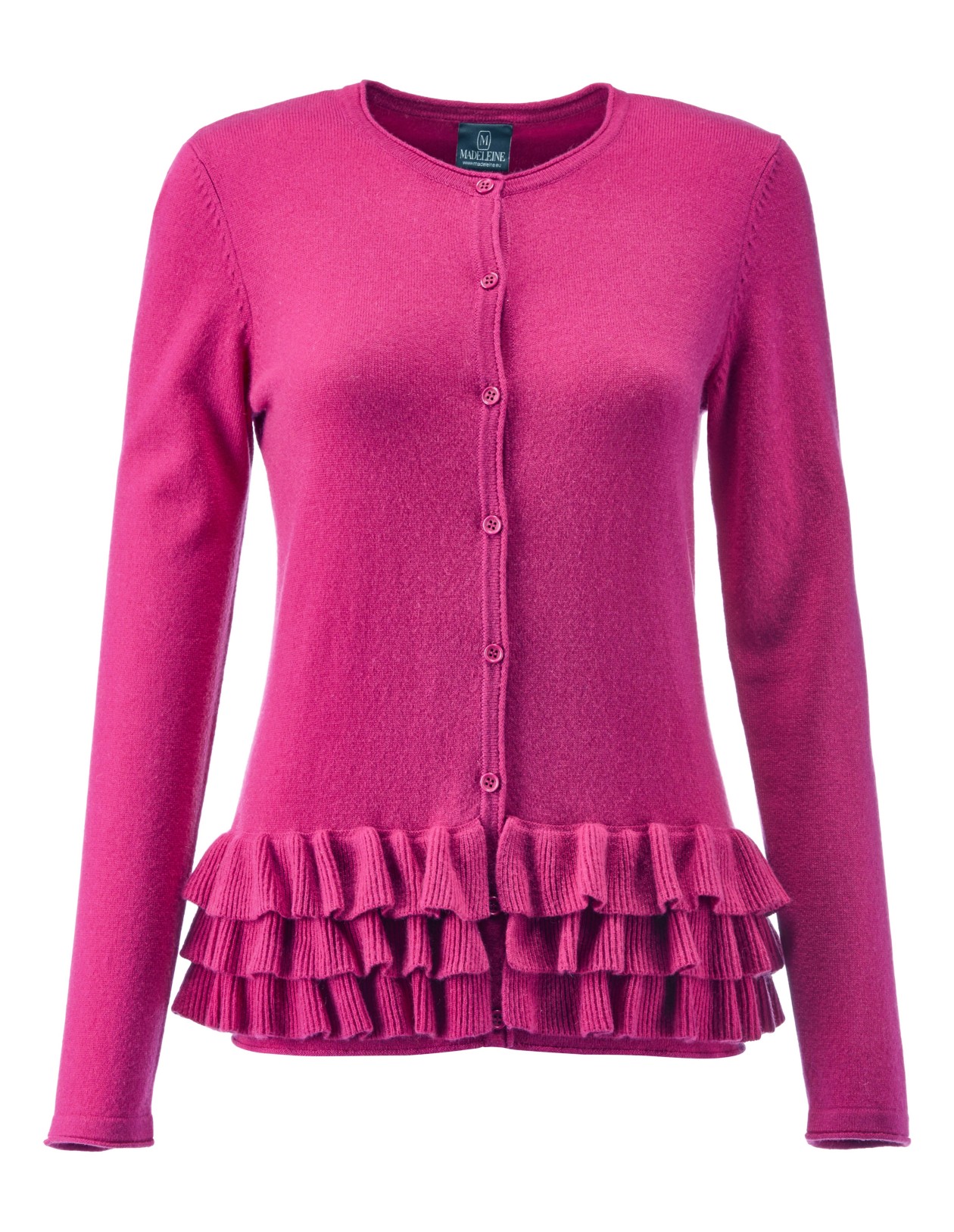Kaschmir Strickjacke Mit Ruschen Schosschen Tomate Rot