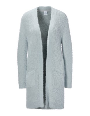 Lange, flauschige Strickjacke