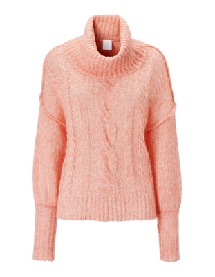 Rollkragenpullover mit Zopfmuster