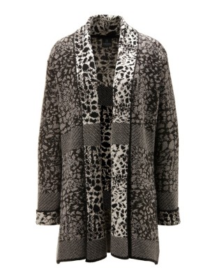 Lange Strickjacke mit Jacquard-Muster